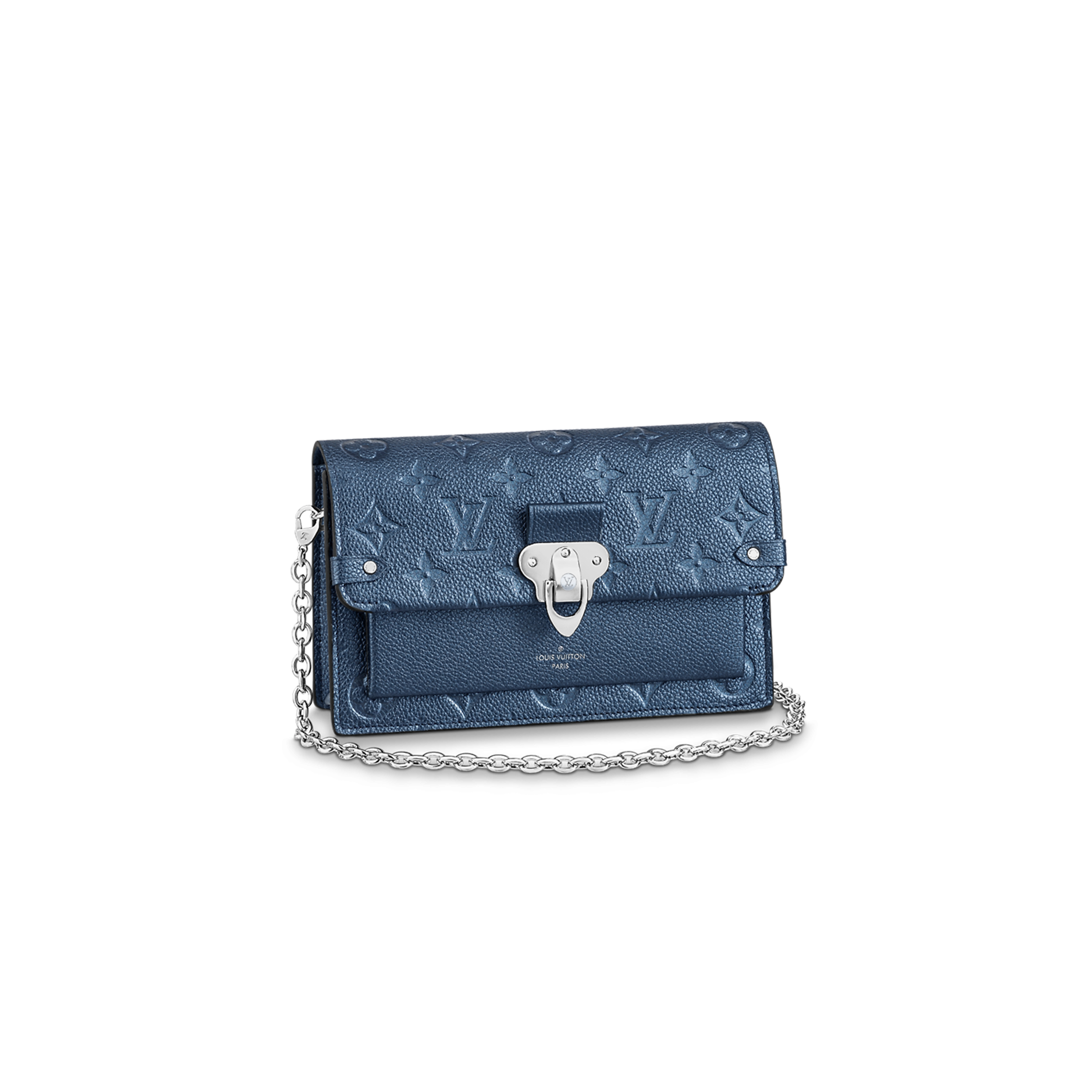 LOUIS VUITTON PLATINE MONOGRAM EMPREINTE VAVIN CHAIN WALLET SILVER HARDWARE M59077 (19*12*4cm)